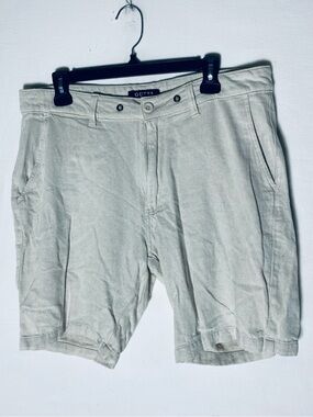 GUESS Beige Cotton Flax Blend Flat Front Casual Shorts 34 Coastal Resort